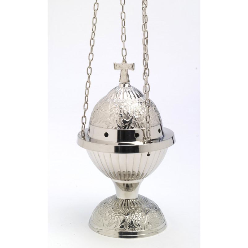 Nickel-plated brass thurible - 24 cm - Best Catholic Shop