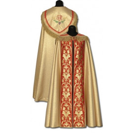 Gold cope with red additions