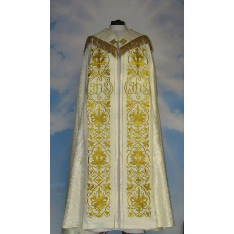 Embroidered cope - IHS ecru - rosette (1) - Best Catholic Shop