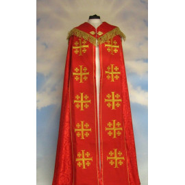 Embroidered cope - Jerusalem Cross - red rosette (3)