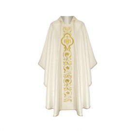 Gothic chasuble IHS georgette - liturgical colors (20)