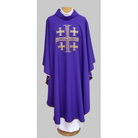 Embroidered chasuble Jerusalem Cross - Violet (22)