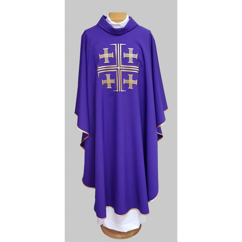 Embroidered chasuble Jerusalem Cross - Violet (22) - Best Catholic Shop