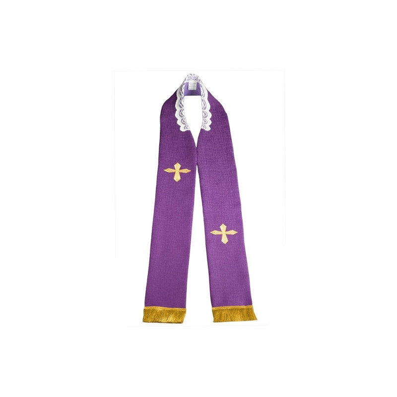 Embroidered priest's stole - purple (3) - Best Catholic Shop