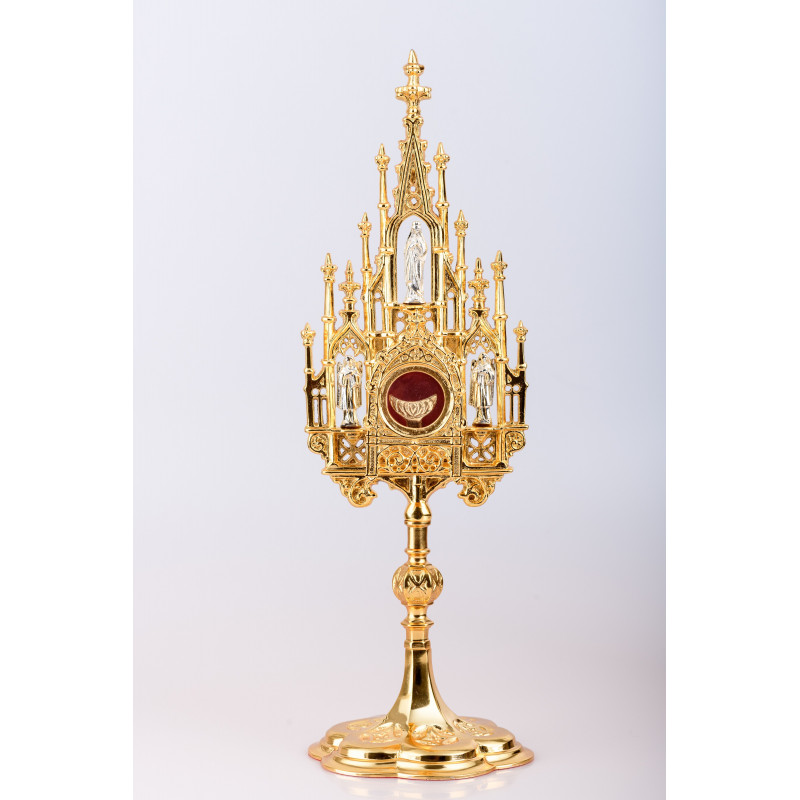 Neo-Gothic monstrance 40 cm - per host Ø 3 cm - Best Catholic Shop