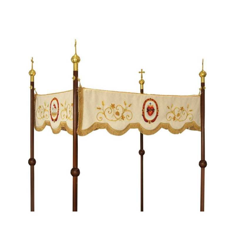Processional embroidered canopy (140 × 160 cm) - ecru - Best Catholic Shop