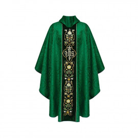 Gothic chasuble IHS jacquard - liturgical colors (16)