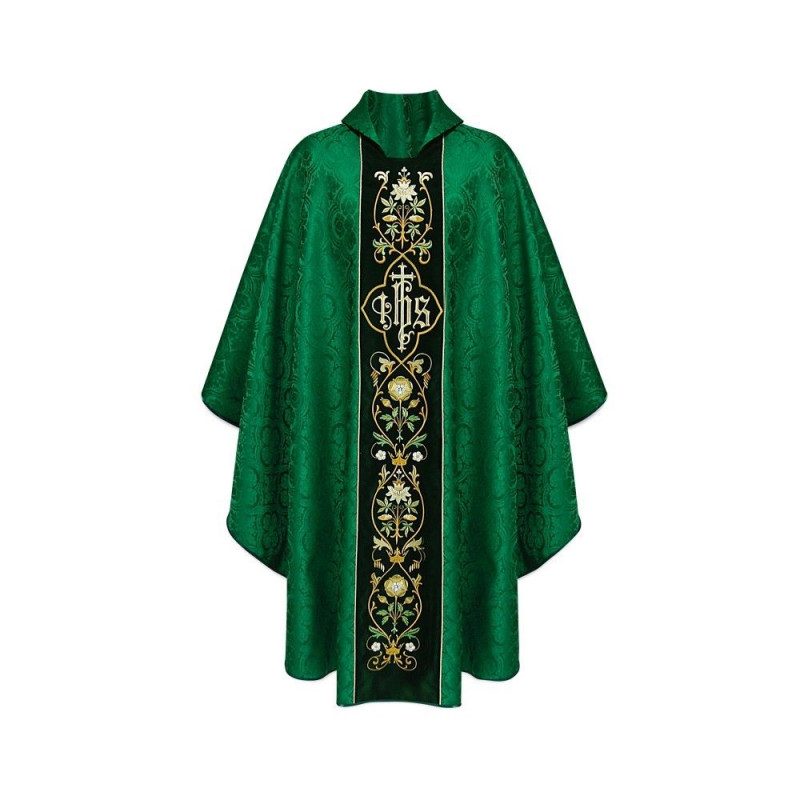 Gothic chasuble IHS jacquard - liturgical colors (16) - Best Catholic Shop