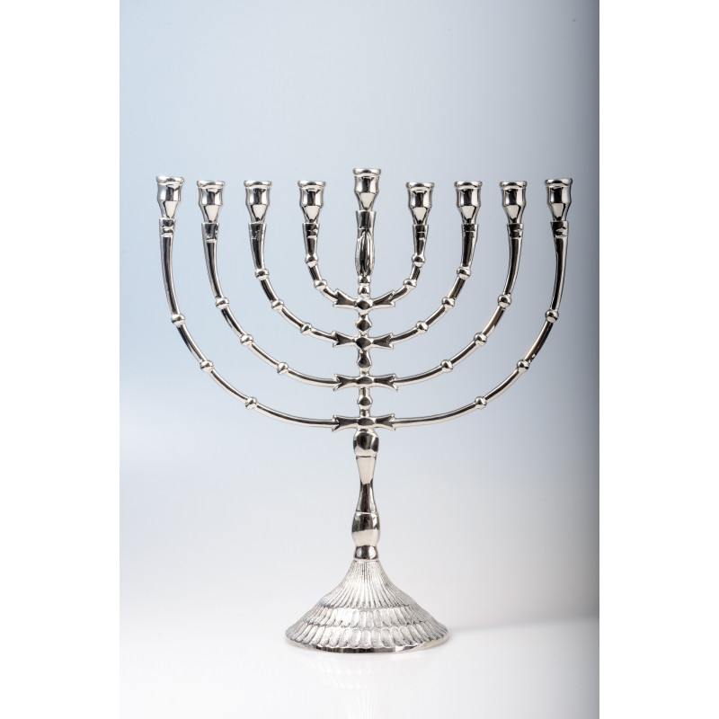 Menorah candlestick silver - 9 candles - 32 cm - Best Catholic Shop