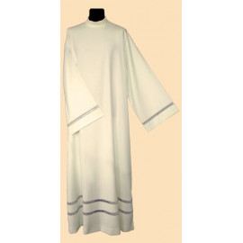 Linen priest's alb - silver inset