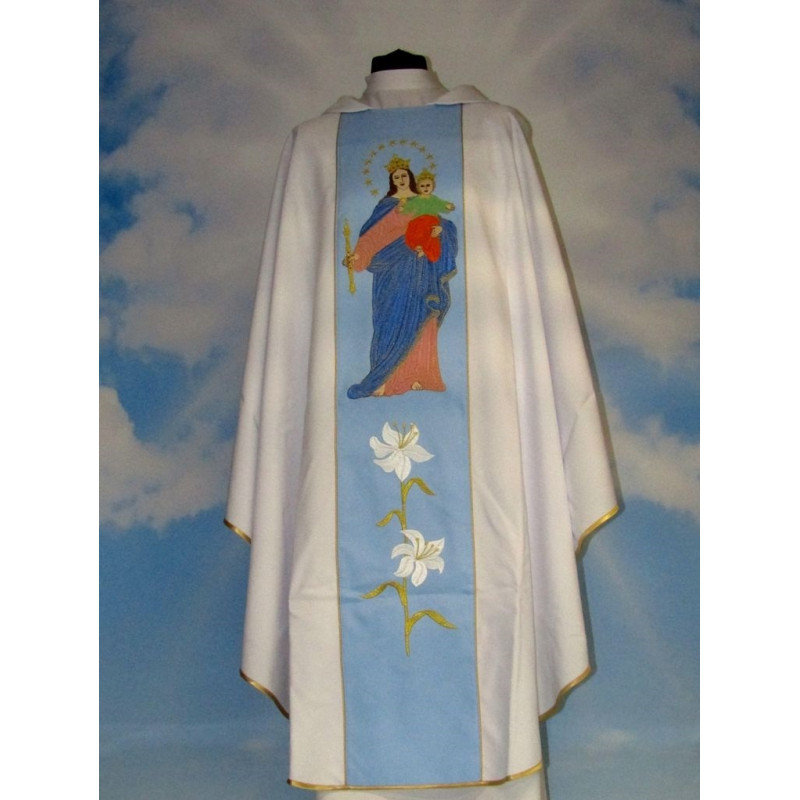 White embroidered chasuble - MB Helper of the Faithful - Best Catholic Shop
