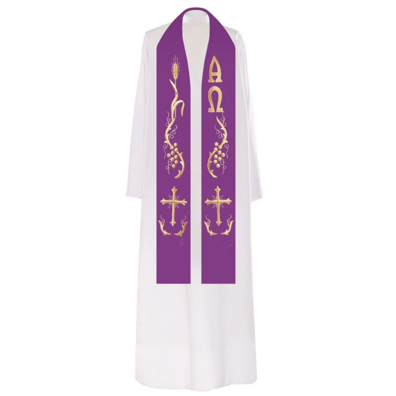 Alpha and Omega embroidered stole (3) - Best Catholic Shop