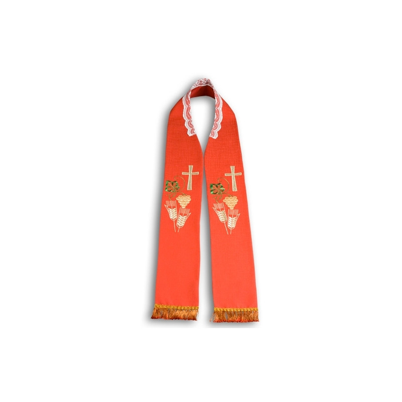 Embroidered priest's stole - red (10) - Best Catholic Shop
