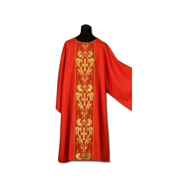 Dalmatic red gold embroidery + stole - Best Catholic Shop