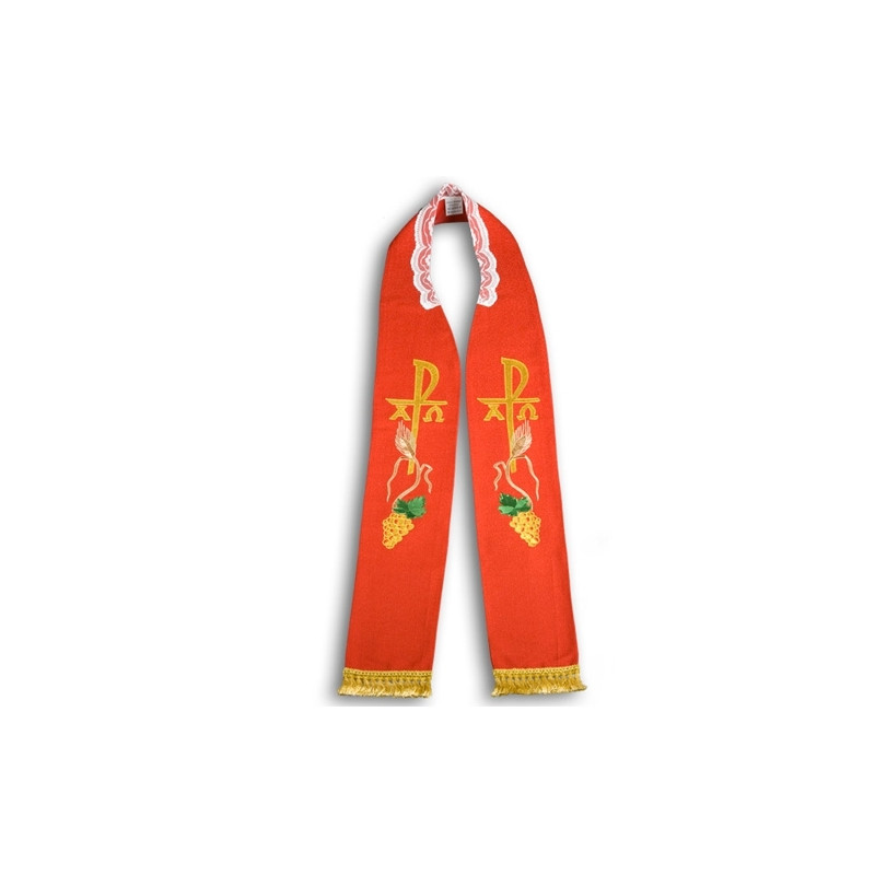 Embroidered priest's stole - red (18) - Best Catholic Shop