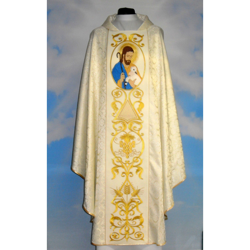 Chasuble Good Shepherd - cream color rosette (2) - Best Catholic Shop
