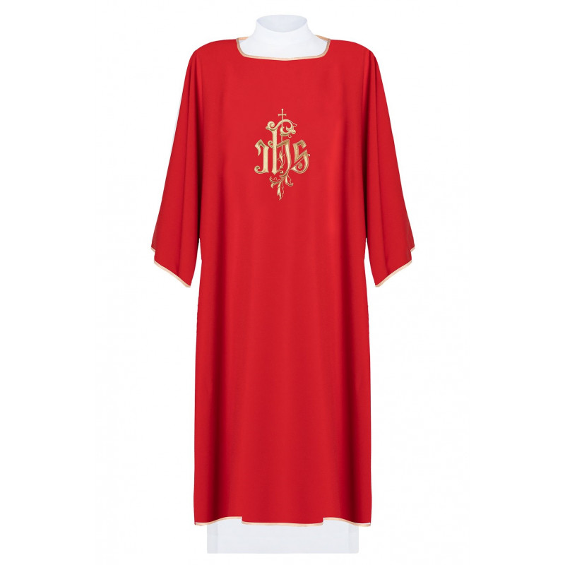 IHS embroidered dalmatics - red (5) - Best Catholic Shop