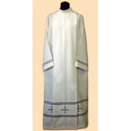 Alb priest gray hemstitch + crosses