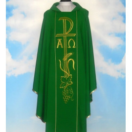 Chasuble of Alpha and Omega with computer-embroidered belt (630)