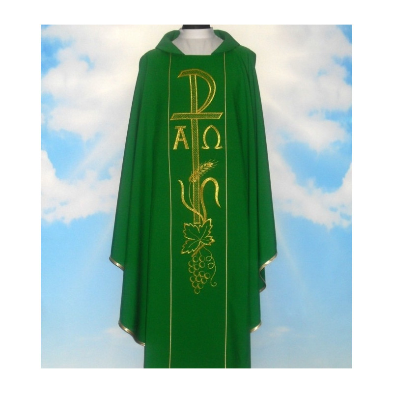 Chasuble of Alpha and Omega with computer-embroidered belt (630) - Best Catholic Shop