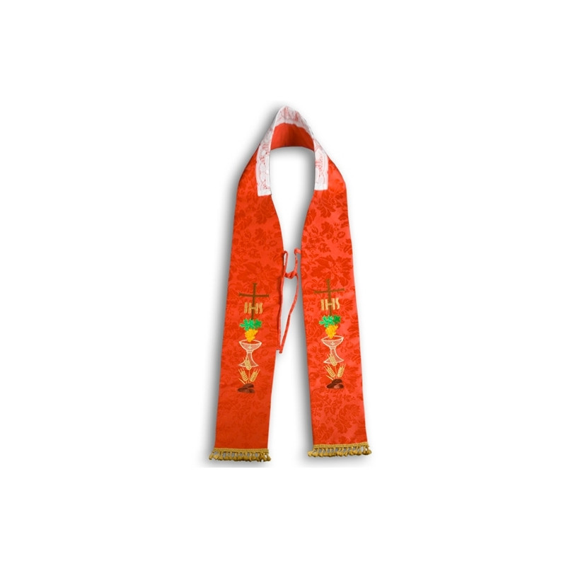 Embroidered priest's stole - red (11) - Best Catholic Shop
