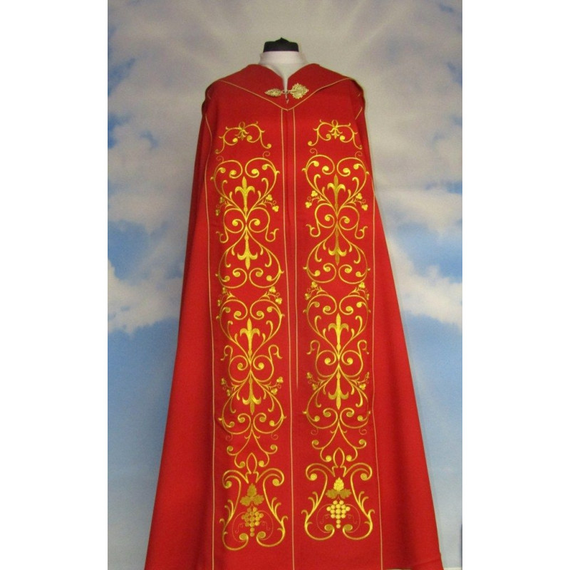 Embroidered red cope - ornament (4) - Best Catholic Shop