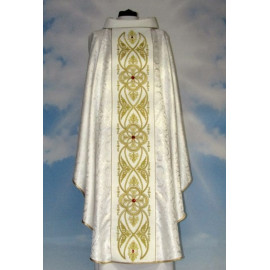 White chasuble with rosette - velvet belt (6)