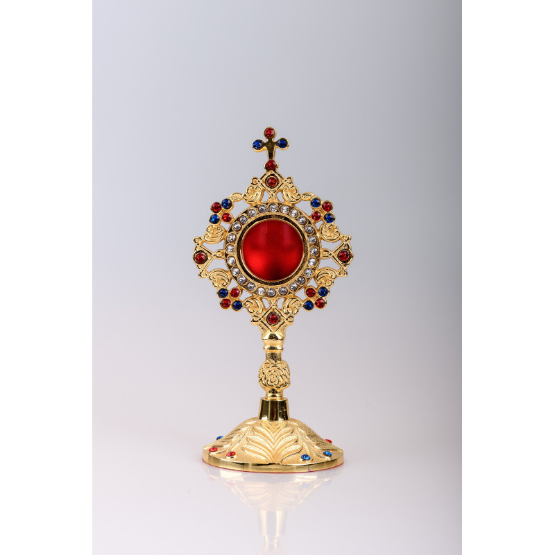 Reliquary gilded 20 cm - ornamental stones (15) - Best Catholic Shop