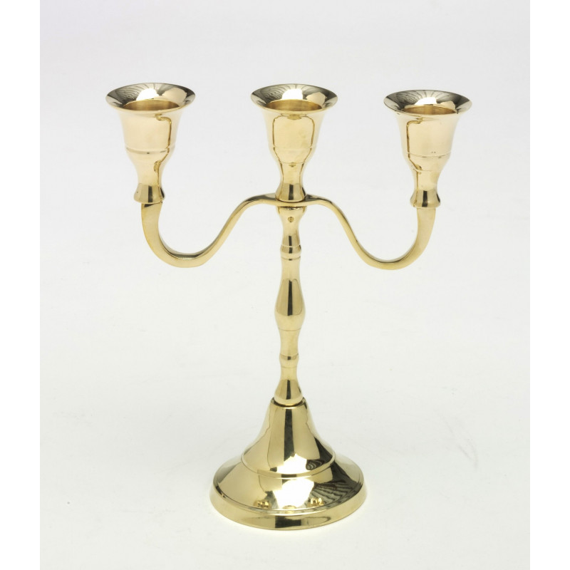 Candlestick for 3 lean candles - brass - 18 cm - Best Catholic Shop