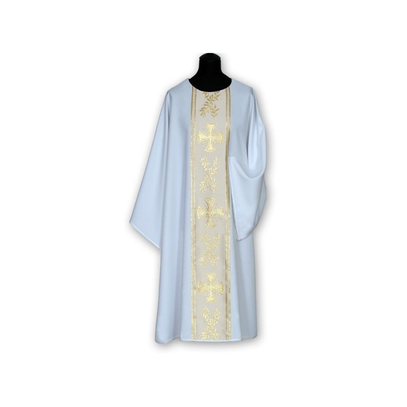 White dalmatic golden belt + stole - Best Catholic Shop