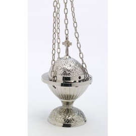 Nickel-plated brass thurible 18 cm high