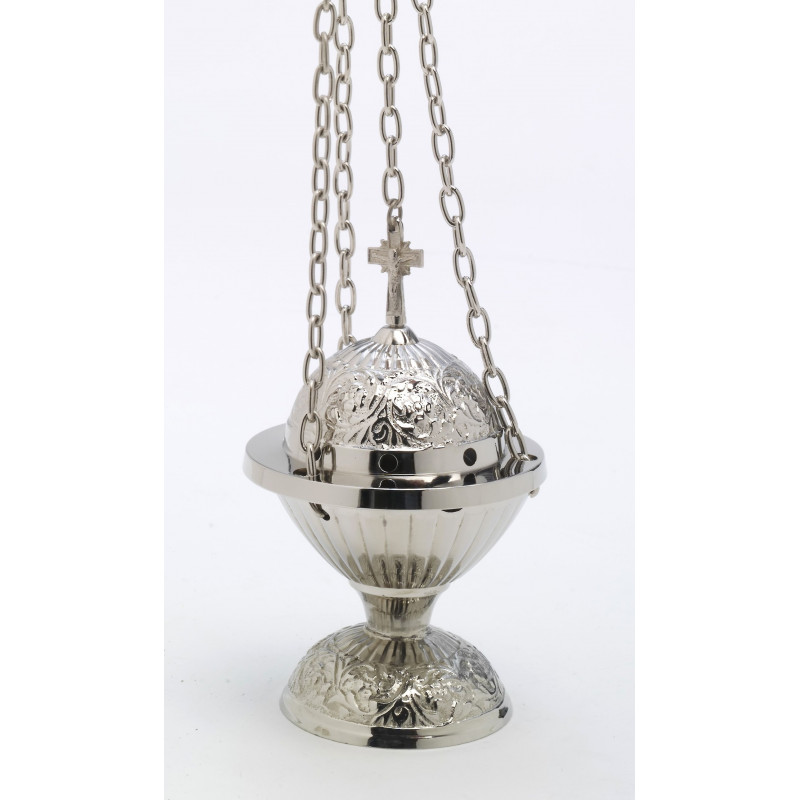 Nickel-plated brass thurible 18 cm high - Best Catholic Shop
