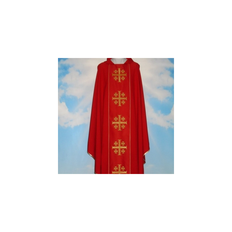Chasuble of Jerusalem Crosses with computerized embroidered belt (653) - Best Catholic Shop