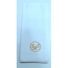 Purificator with gold IHS in a circle - 100% cotton