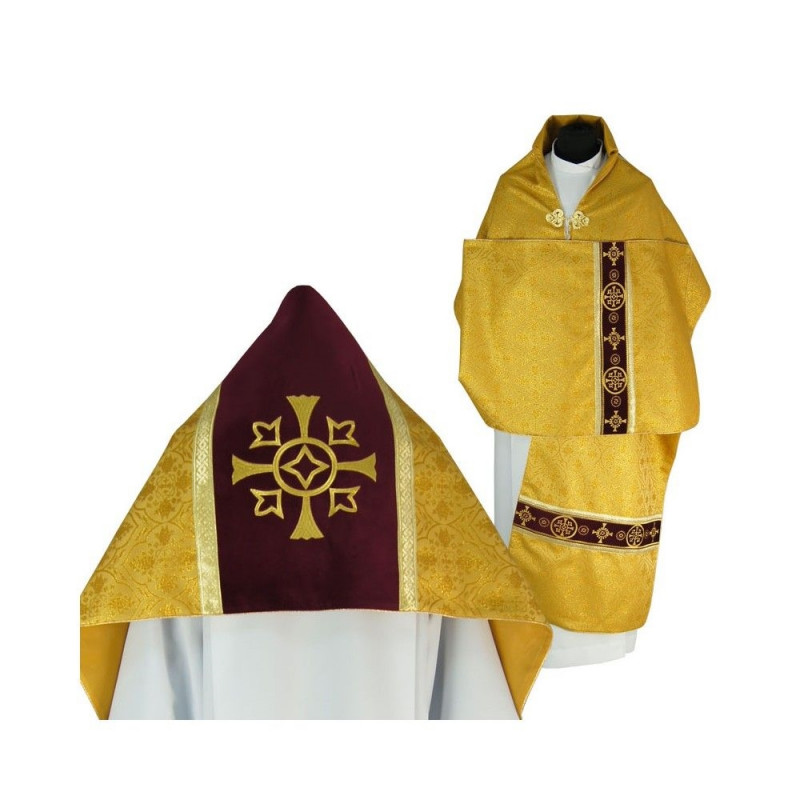 Velvet humeral veil - golden cross (32) - Best Catholic Shop