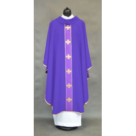 Chasuble with decorative cross belt - violet