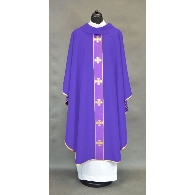 Chasuble with decorative cross belt - violet - Best Catholic Shop