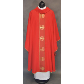 Chasuble with Jerusalem crosses - red