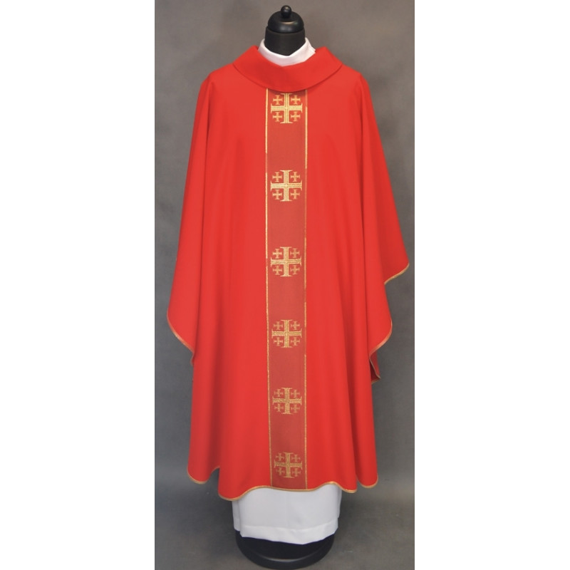 Chasuble with Jerusalem crosses - red - Best Catholic Shop