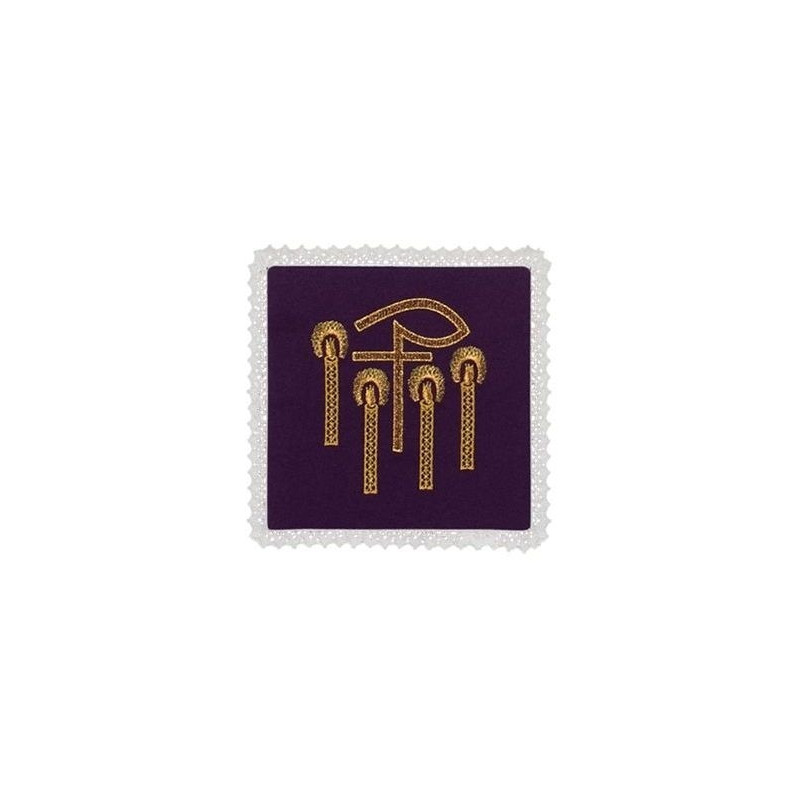 Chalice violet pall - P + candles Embroidery (1) - Best Catholic Shop