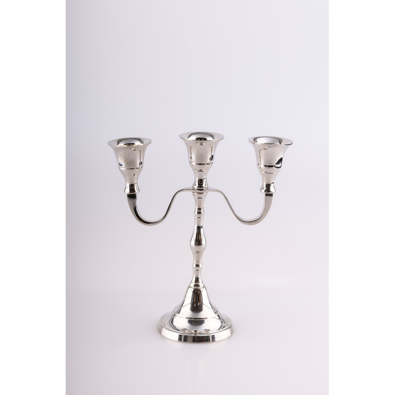 Candlestick for 3 lean candles - nickel plated - 18 cm - Best Catholic Shop