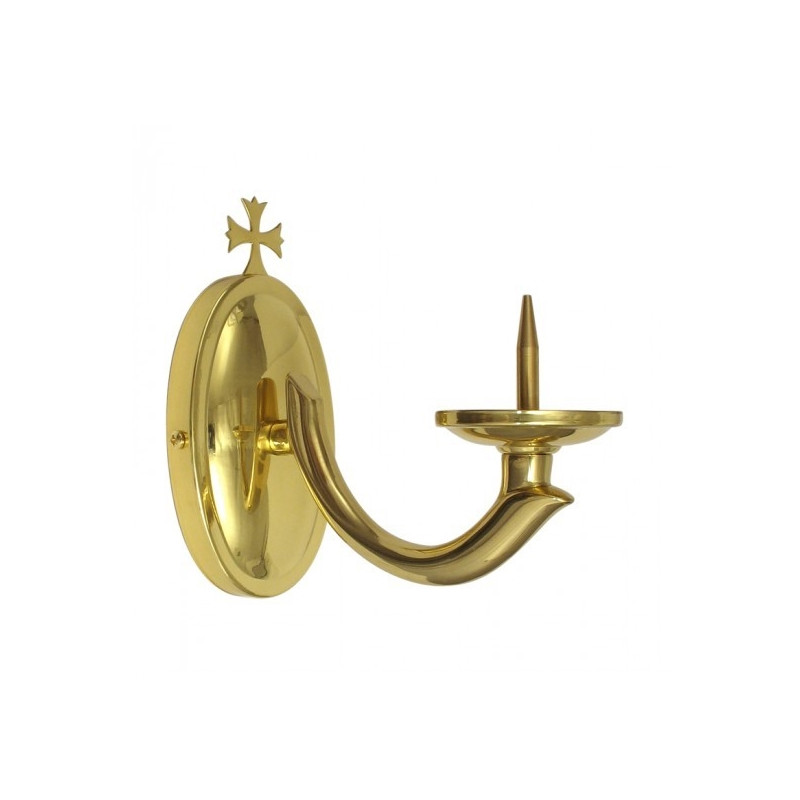 Brass Wall Sconce with Cross — 18.5 × 17.4 cm