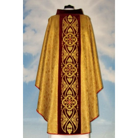 Gold-colored rosette-type chasuble - velvet belt (9)