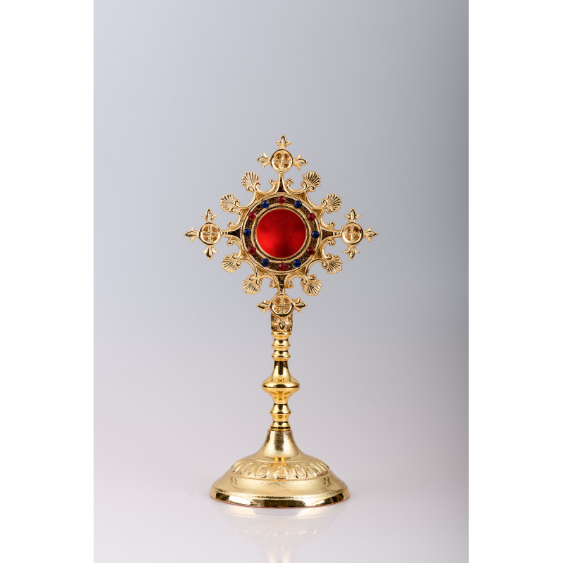 Reliquary gilded 25 cm - ornamental stones (12) - Best Catholic Shop