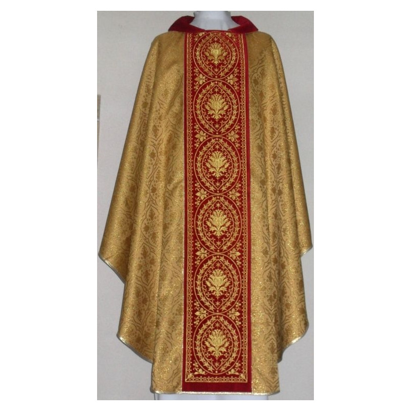 Chasuble rosette - velvet belt embroidered (4) - Best Catholic Shop