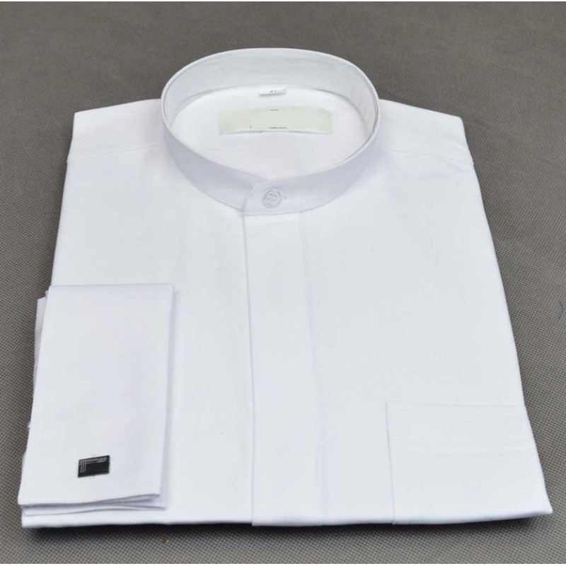 White shirt under cassock (clips) - small collar - Best Catholic Shop