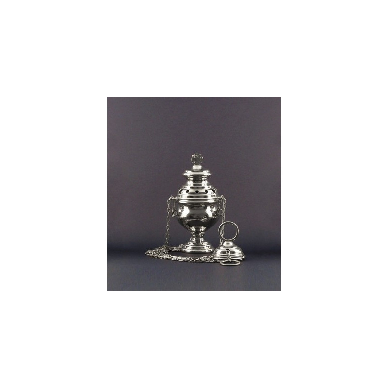 Nickel-plated brass thurible 17 cm high - Best Catholic Shop