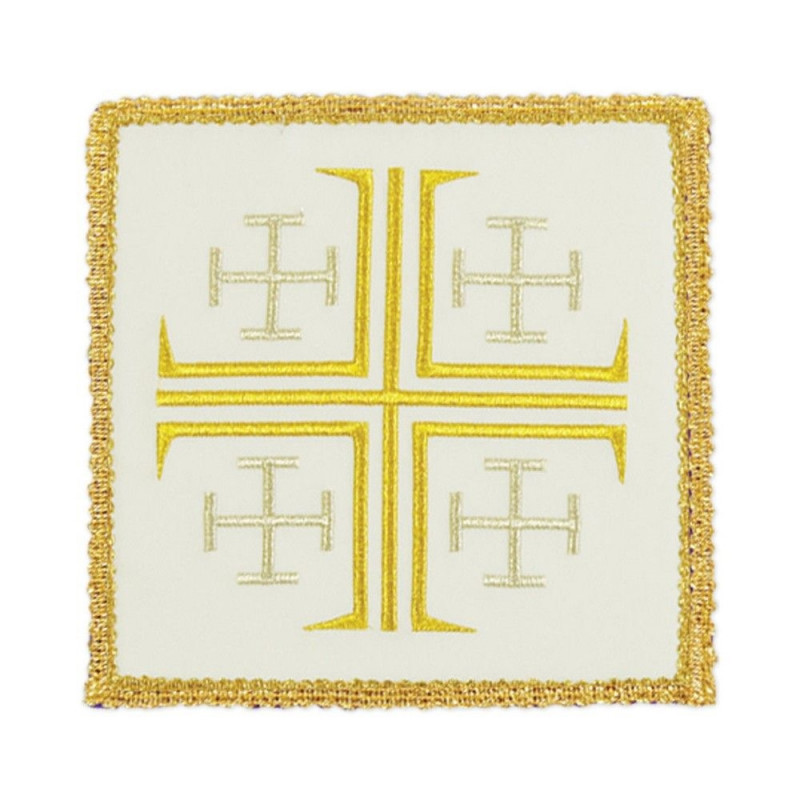 White embroidered pall - Jerusalem Cross - Best Catholic Shop