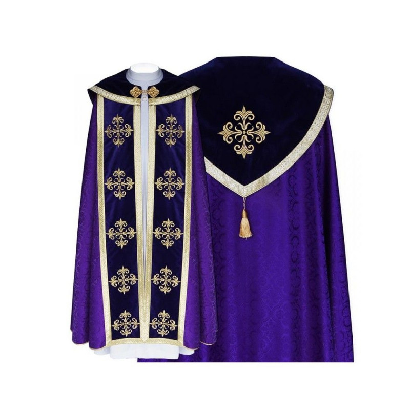Cope violet gothic pattern - jacquard fabric (11) - Best Catholic Shop