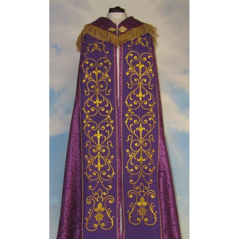 Embroidered cope - IHS violet - rosette (2) - Best Catholic Shop